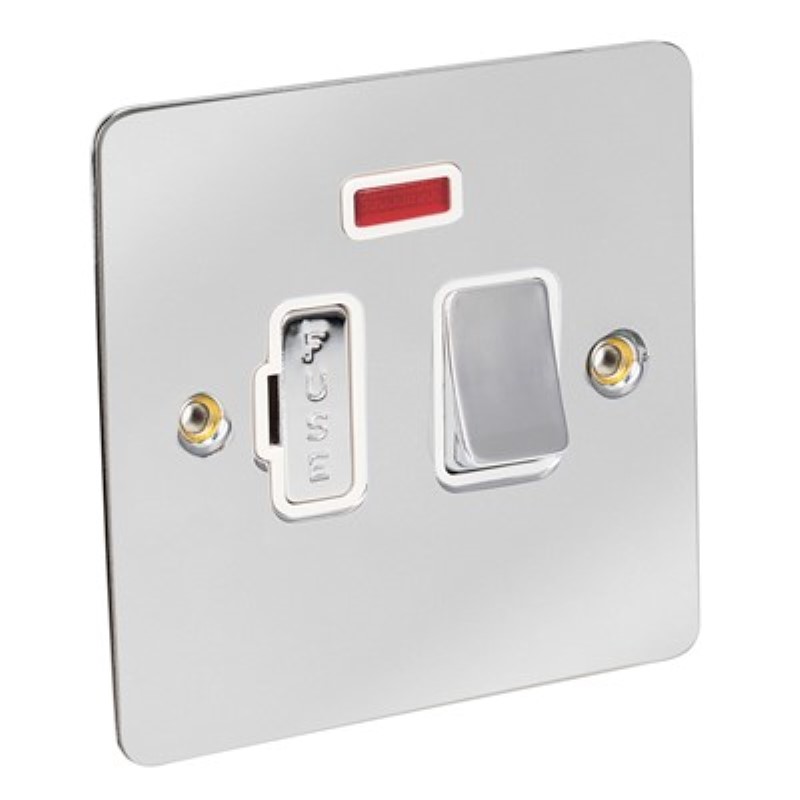 Flat Plate 13Amp Fused Connection Unit with Switch Neon *Chrome/